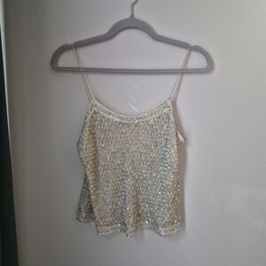 Elegant Silver Sequin Women's Top